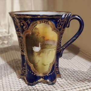 Antique Morimura Brothers c 1891 Maple Leaf Nippon Hand Painted Moriage 3.5" Cup